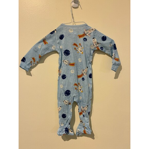 NWOT Member's Mark Blue Rocket Ship 100% Organic Cotton Sleeper - 6M - Picture 2 of 3
